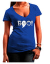 Scary Boo Text Juniors V-Neck Dark T-Shirt-Womens V-Neck T-Shirts-TooLoud-Royal-Blue-Juniors Fitted Small-Davson Sales
