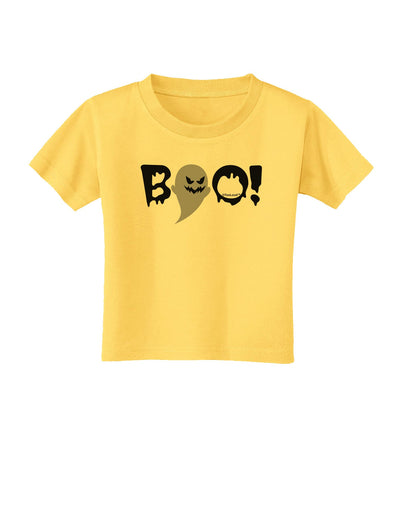 Scary Boo Text Toddler T-Shirt-Toddler T-Shirt-TooLoud-Yellow-2T-Davson Sales