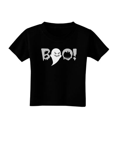 Scary Boo Text Toddler T-Shirt Dark-Toddler T-Shirt-TooLoud-Black-2T-Davson Sales