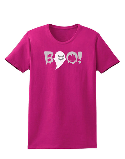 Scary Boo Text Womens Dark T-Shirt-TooLoud-Hot-Pink-Small-Davson Sales