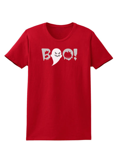 Scary Boo Text Womens Dark T-Shirt-TooLoud-Red-X-Small-Davson Sales