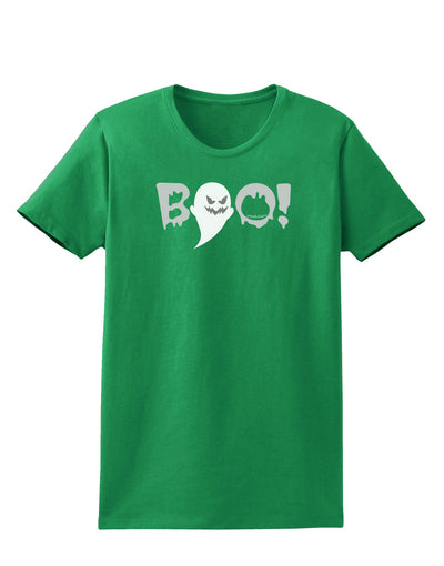 Scary Boo Text Womens Dark T-Shirt-TooLoud-Kelly-Green-X-Small-Davson Sales