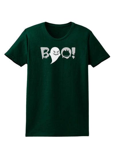 Scary Boo Text Womens Dark T-Shirt-TooLoud-Forest-Green-Small-Davson Sales