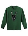 Scary Bunny Face Black Adult Long Sleeve Dark T-Shirt-TooLoud-Dark-Green-Small-Davson Sales