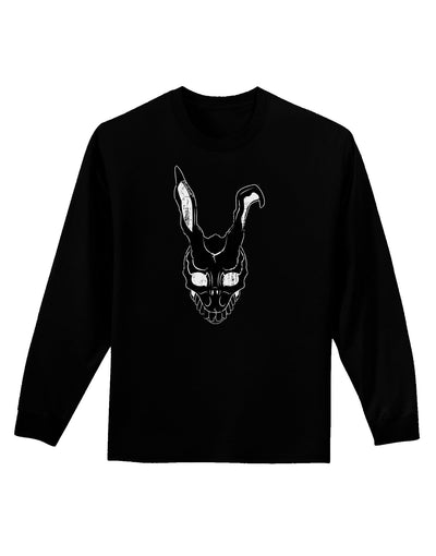 Scary Bunny Face Black Distressed Adult Long Sleeve Dark T-Shirt-TooLoud-Black-Small-Davson Sales