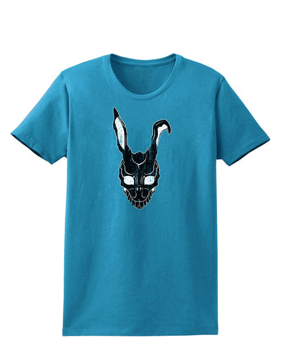 Scary Bunny Face Black Distressed Womens Dark T-Shirt-TooLoud-Turquoise-X-Small-Davson Sales