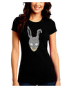 Scary Bunny Face Juniors Crew Dark T-Shirt-T-Shirts Juniors Tops-TooLoud-Black-Juniors Fitted Small-Davson Sales