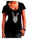Scary Bunny Face Juniors V-Neck Dark T-Shirt-Womens V-Neck T-Shirts-TooLoud-Black-Juniors Fitted Small-Davson Sales