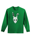 Scary Bunny Face White Distressed Adult Long Sleeve Dark T-Shirt-TooLoud-Kelly-Green-Small-Davson Sales