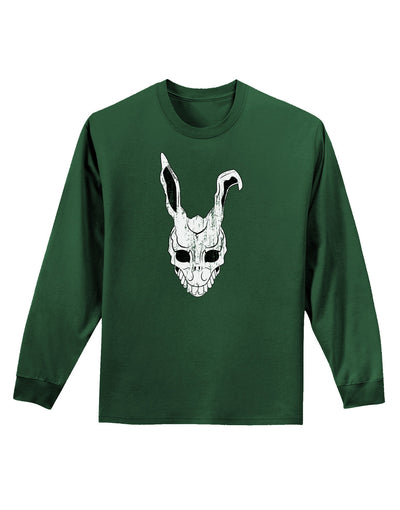 Scary Bunny Face White Distressed Adult Long Sleeve Dark T-Shirt-TooLoud-Dark-Green-Small-Davson Sales