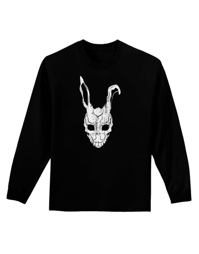 Scary Bunny Face White Distressed Adult Long Sleeve Dark T-Shirt-TooLoud-Black-Small-Davson Sales