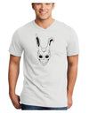 Scary Bunny Face White Distressed Adult V-Neck T-shirt-Mens V-Neck T-Shirt-TooLoud-White-Small-Davson Sales