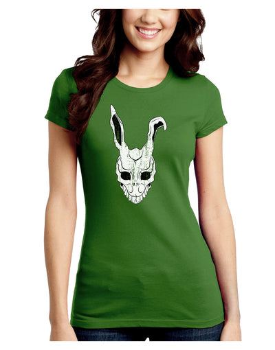 Scary Bunny Face White Distressed Juniors Crew Dark T-Shirt-T-Shirts Juniors Tops-TooLoud-Kiwi-Green-Juniors Fitted Small-Davson Sales