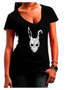 Scary Bunny Face White Distressed Juniors V-Neck Dark T-Shirt-Womens V-Neck T-Shirts-TooLoud-Black-Juniors Fitted Small-Davson Sales