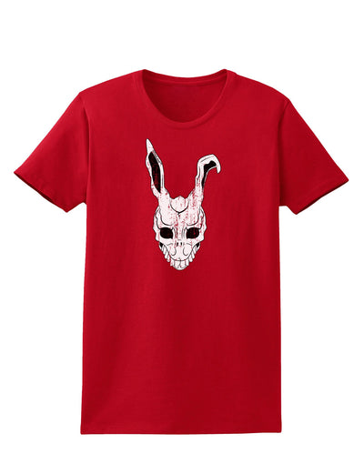 Scary Bunny Face White Distressed Womens Dark T-Shirt-TooLoud-Red-X-Small-Davson Sales