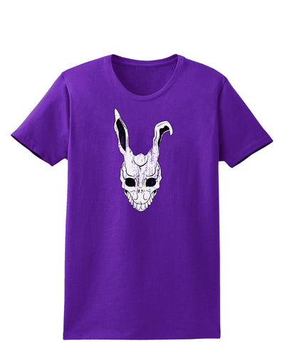 Scary Bunny Face White Distressed Womens Dark T-Shirt-TooLoud-Purple-X-Small-Davson Sales