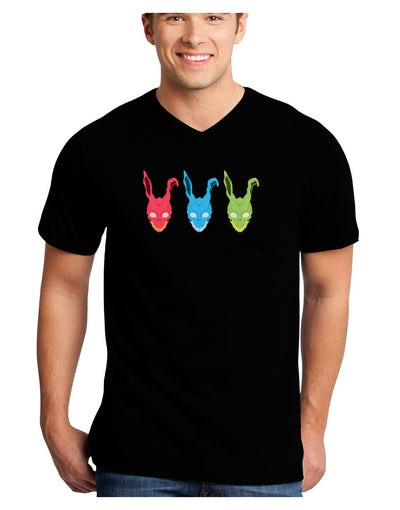 Scary Bunny Tri-color Adult Dark V-Neck T-Shirt-TooLoud-Black-Small-Davson Sales