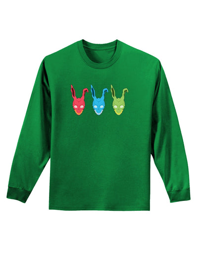 Scary Bunny Tri-color Adult Long Sleeve Dark T-Shirt-TooLoud-Kelly-Green-Small-Davson Sales