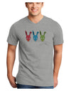 Scary Bunny Tri-color Adult V-Neck T-shirt-Mens V-Neck T-Shirt-TooLoud-HeatherGray-Small-Davson Sales