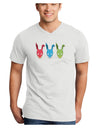 Scary Bunny Tri-color Adult V-Neck T-shirt-Mens V-Neck T-Shirt-TooLoud-White-Small-Davson Sales