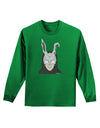 Scary Buny Face Watercolor Adult Long Sleeve Dark T-Shirt-TooLoud-Kelly-Green-Small-Davson Sales