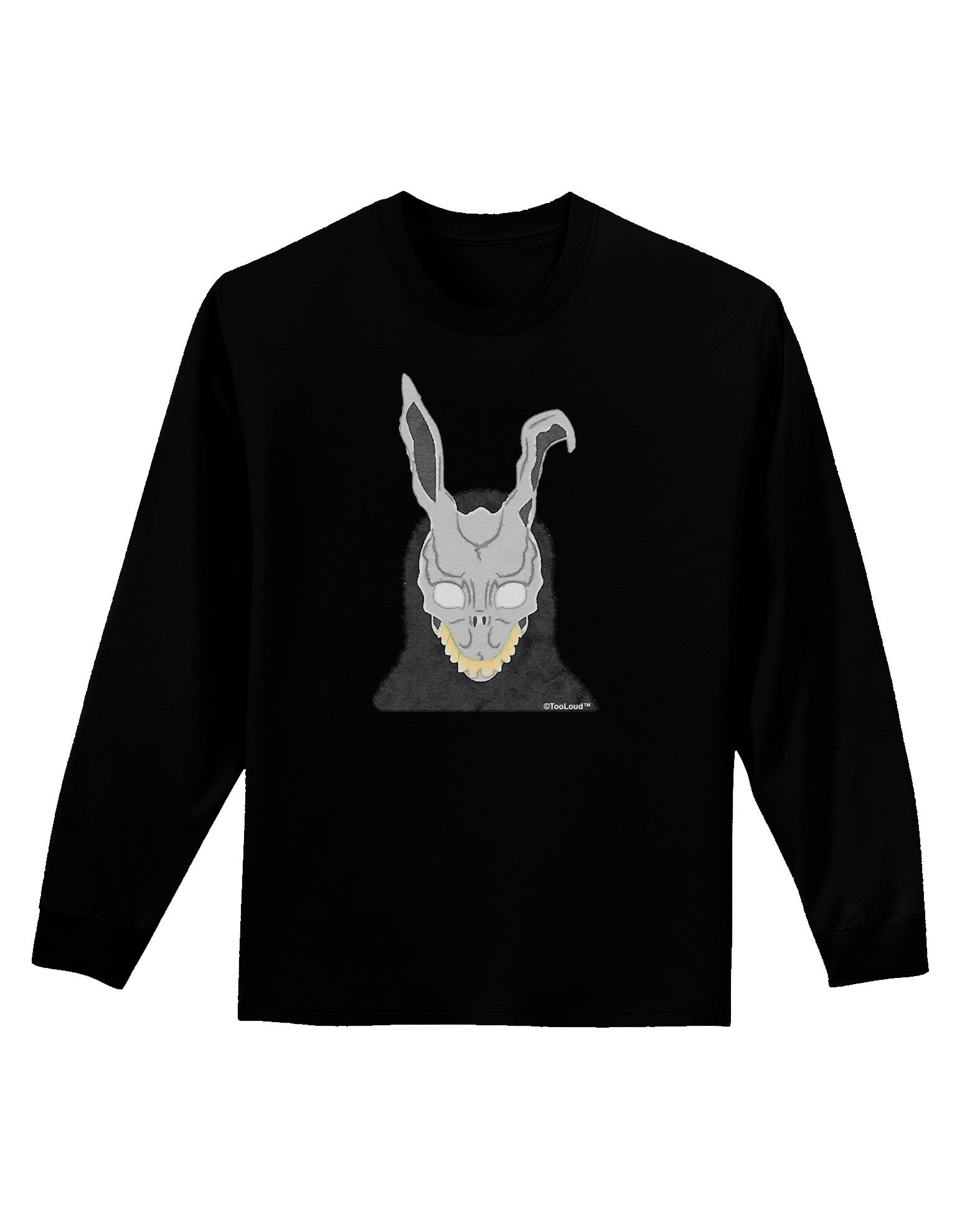Scary Buny Face Watercolor Adult Long Sleeve Dark T-Shirt-TooLoud-Black-Small-Davson Sales