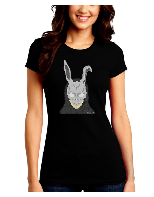 Scary Buny Face Watercolor Juniors Crew Dark T-Shirt-T-Shirts Juniors Tops-TooLoud-Black-Juniors Fitted Small-Davson Sales
