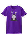 Scary Buny Face Watercolor Womens Dark T-Shirt-TooLoud-Purple-X-Small-Davson Sales