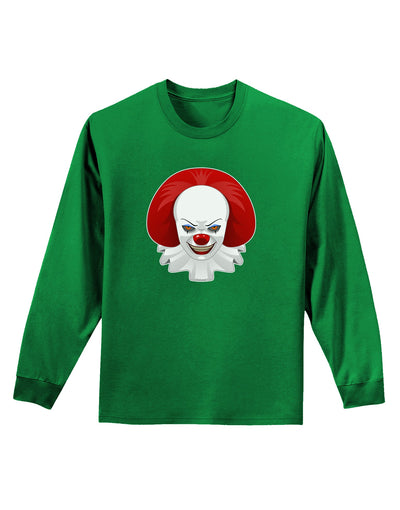 Scary Clown Face B - Halloween Adult Long Sleeve Dark T-Shirt-TooLoud-Kelly-Green-Small-Davson Sales