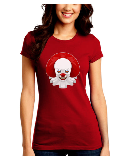 Scary Clown Face B - Halloween Juniors Crew Dark T-Shirt-T-Shirts Juniors Tops-TooLoud-Red-Juniors Fitted Small-Davson Sales