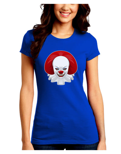 Scary Clown Face B - Halloween Juniors Crew Dark T-Shirt-T-Shirts Juniors Tops-TooLoud-Royal-Blue-Juniors Fitted Small-Davson Sales