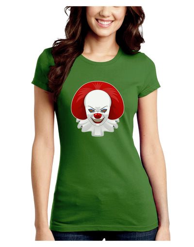 Scary Clown Face B - Halloween Juniors Crew Dark T-Shirt-T-Shirts Juniors Tops-TooLoud-Kiwi-Green-Juniors Fitted XS-Davson Sales