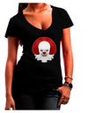 Scary Clown Face B - Halloween Juniors V-Neck Dark T-Shirt-Womens V-Neck T-Shirts-TooLoud-Black-Juniors Fitted Small-Davson Sales