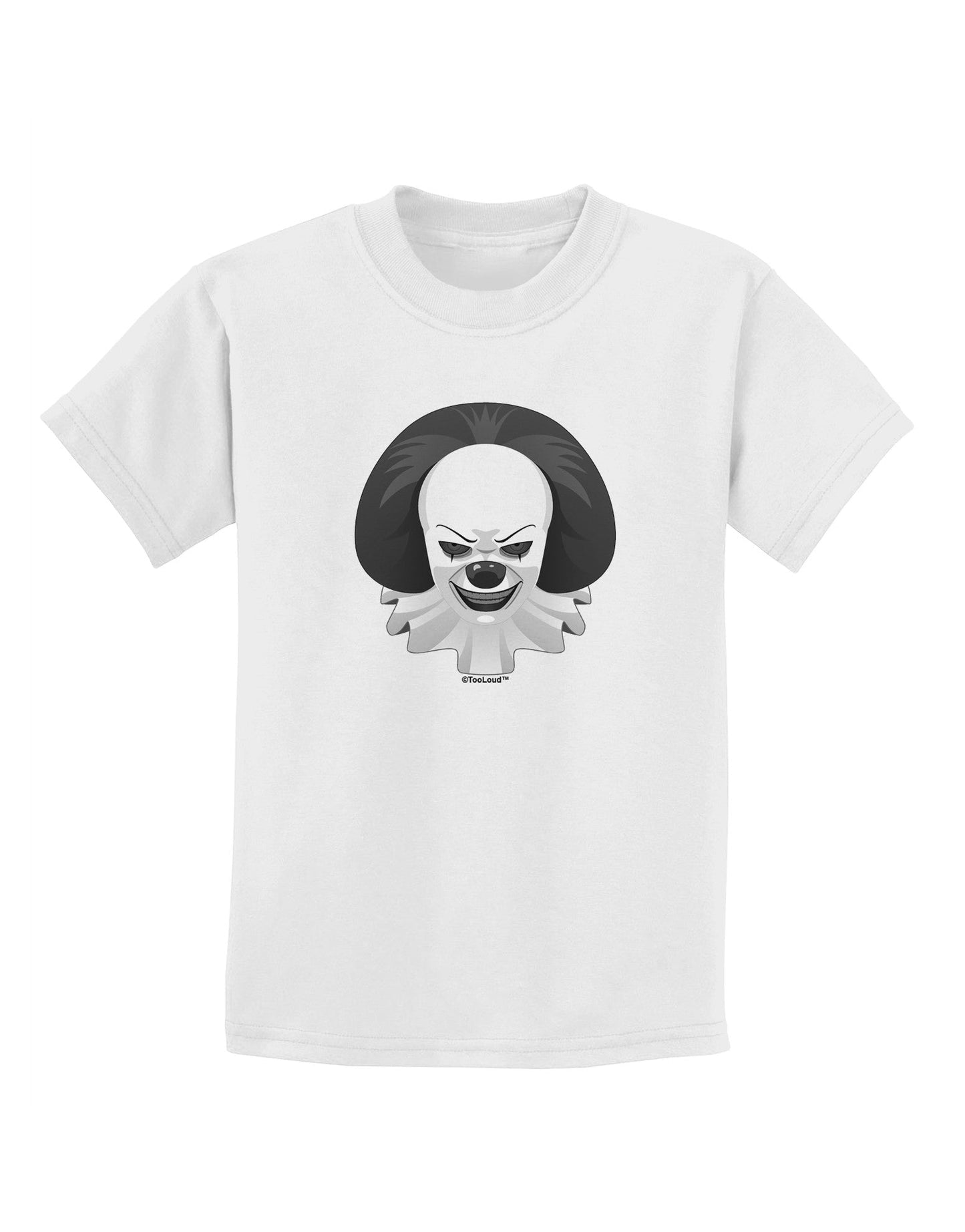 Scary Clown Grayscale Childrens T-Shirt-Childrens T-Shirt-TooLoud-White-X-Small-Davson Sales