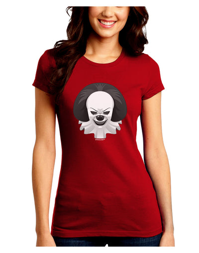 Scary Clown Grayscale Juniors Crew Dark T-Shirt-T-Shirts Juniors Tops-TooLoud-Red-Juniors Fitted Small-Davson Sales