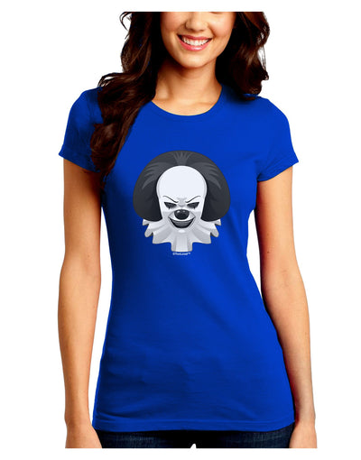 Scary Clown Grayscale Juniors Crew Dark T-Shirt-T-Shirts Juniors Tops-TooLoud-Royal-Blue-Juniors Fitted Small-Davson Sales