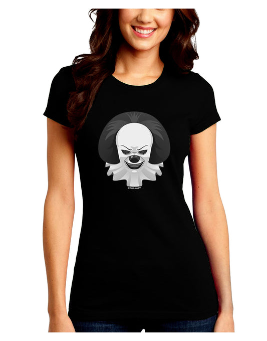Scary Clown Grayscale Juniors Crew Dark T-Shirt-T-Shirts Juniors Tops-TooLoud-Black-Juniors Fitted Small-Davson Sales