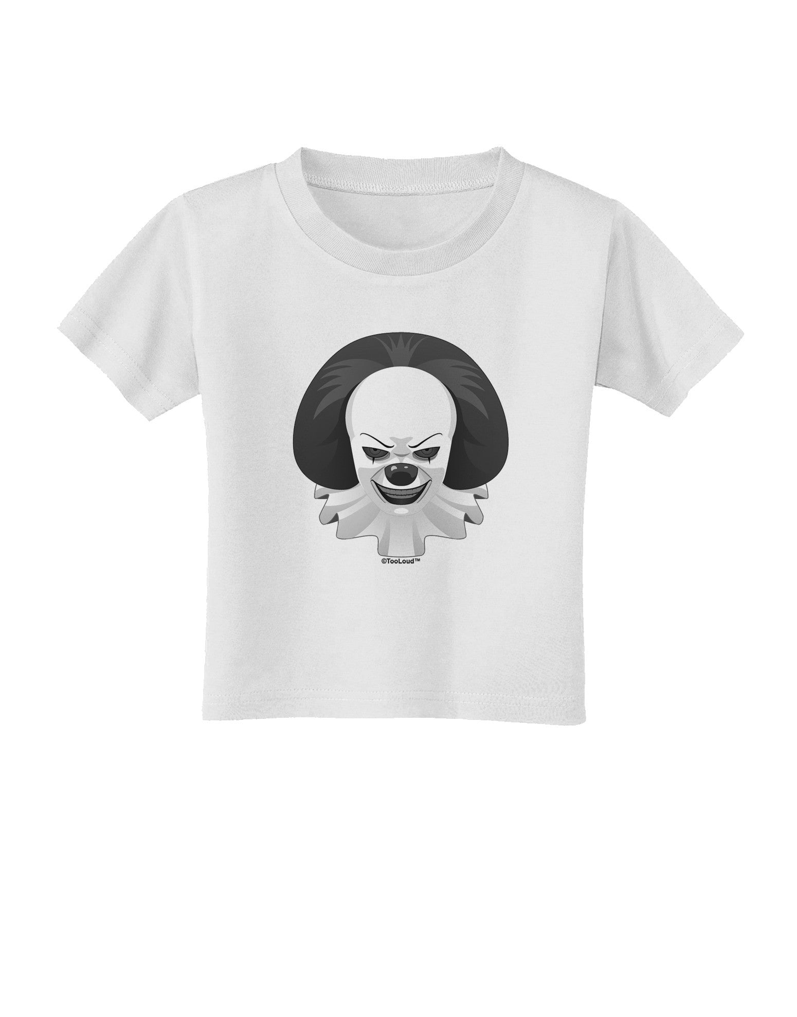 Scary Clown Grayscale Toddler T-Shirt-Toddler T-Shirt-TooLoud-White-2T-Davson Sales