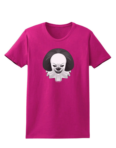Scary Clown Grayscale Womens Dark T-Shirt-TooLoud-Hot-Pink-Small-Davson Sales
