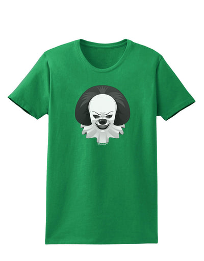 Scary Clown Grayscale Womens Dark T-Shirt-TooLoud-Kelly-Green-X-Small-Davson Sales