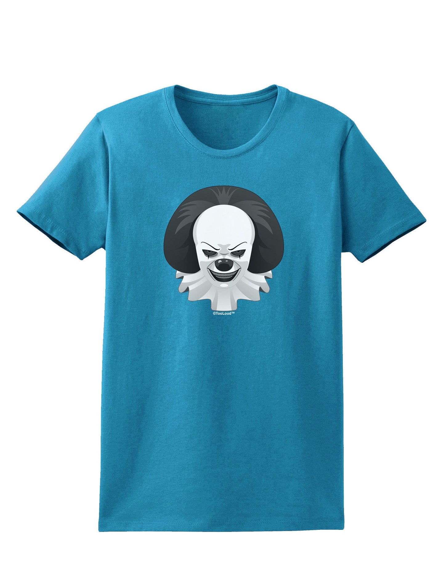 Scary Clown Grayscale Womens Dark T-Shirt-TooLoud-Turquoise-X-Small-Davson Sales