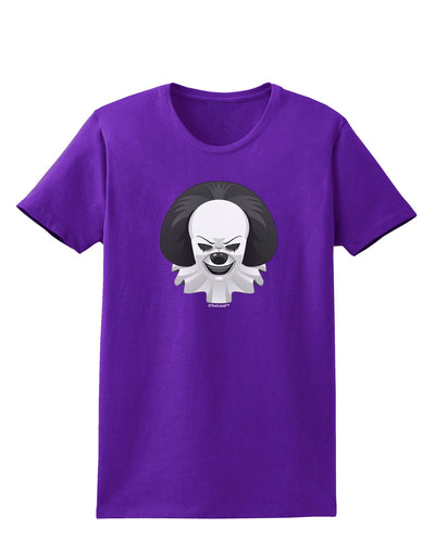 Scary Clown Grayscale Womens Dark T-Shirt-TooLoud-Purple-X-Small-Davson Sales