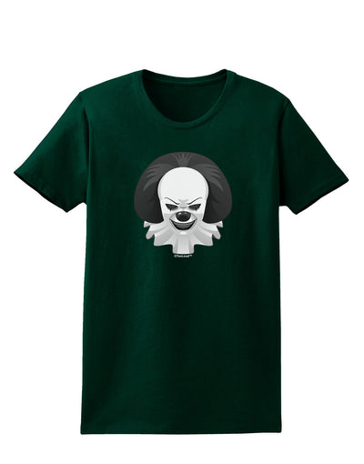 Scary Clown Grayscale Womens Dark T-Shirt-TooLoud-Forest-Green-Small-Davson Sales