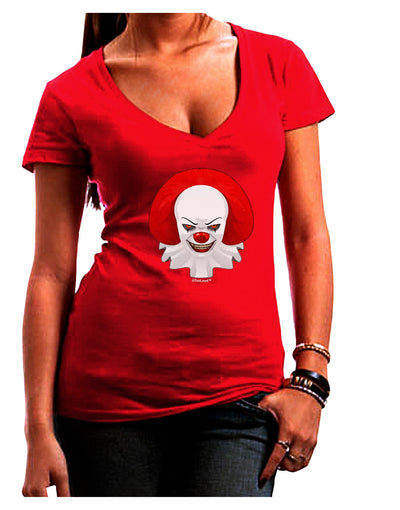 Scary Clown Watercolor Juniors V-Neck Dark T-Shirt-Womens V-Neck T-Shirts-TooLoud-Red-Juniors Fitted Small-Davson Sales