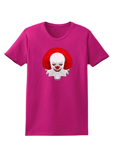 Scary Clown Watercolor Womens Dark T-Shirt-TooLoud-Hot-Pink-Small-Davson Sales