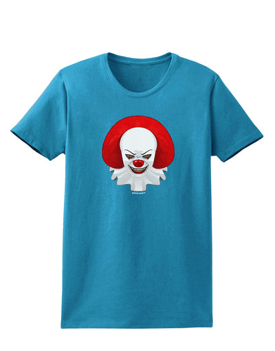 Scary Clown Watercolor Womens Dark T-Shirt-TooLoud-Turquoise-X-Small-Davson Sales