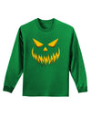 Scary Evil Jack O' Lantern Pumpkin Face Adult Long Sleeve Dark T-Shirt-TooLoud-Kelly-Green-Small-Davson Sales