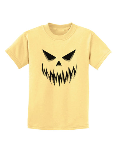 Scary Evil Jack O' Lantern Pumpkin Face Childrens T-Shirt-Childrens T-Shirt-TooLoud-Daffodil-Yellow-X-Small-Davson Sales