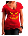 Scary Evil Jack O' Lantern Pumpkin Face Juniors V-Neck Dark T-Shirt-Womens V-Neck T-Shirts-TooLoud-Red-Small-Davson Sales