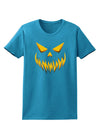 Scary Evil Jack O' Lantern Pumpkin Face Womens Dark T-Shirt-TooLoud-Turquoise-X-Small-Davson Sales